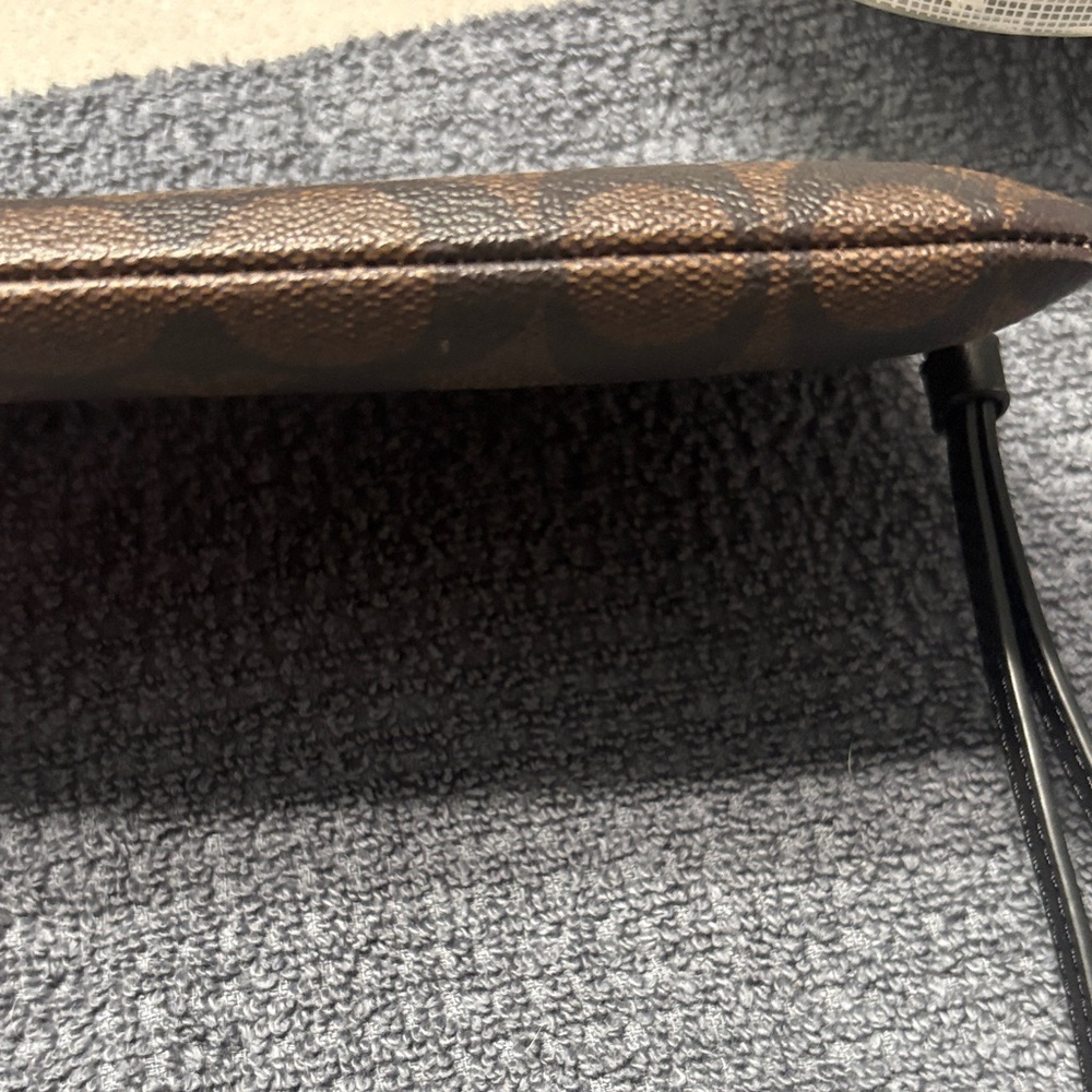 Coach Signature Brown Wristlet with Gold Accents - Picture 4 of 5